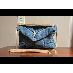 Yves Saint Laurent Blue Quilted Chain Bag